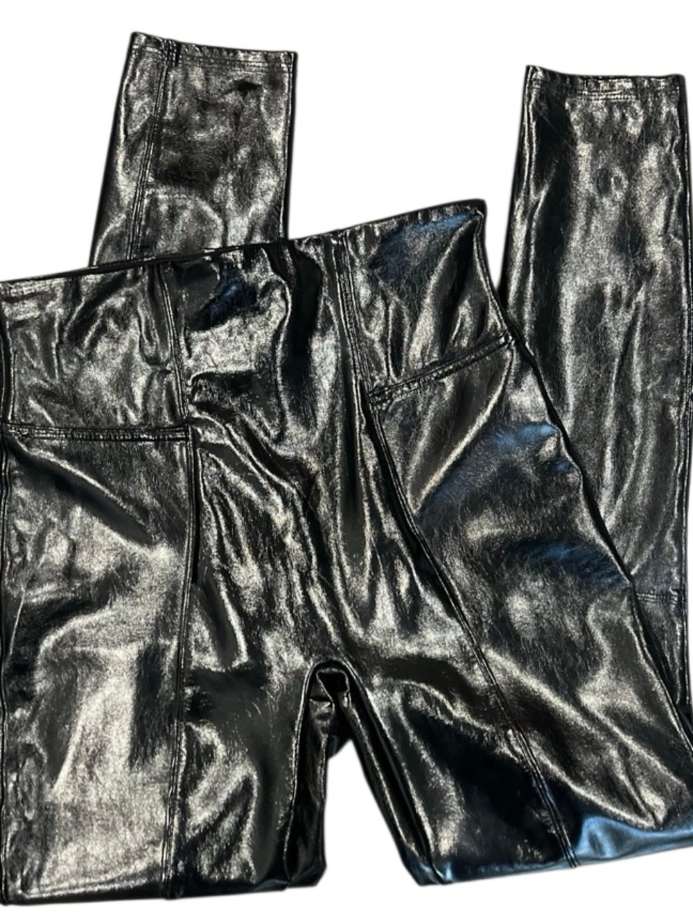 Spanx Faux Patent Leather Leggings Black Size Small